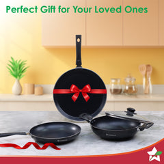 Wonderchef Valencia 24cm Wok | Meta Tuff Non-Stick Coating | Virgin Grade Aluminum | PFOA/Heavy Metals Free