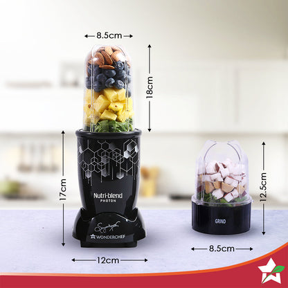 Nutri-blend Photon 400W Mixer Grinder, 22000 RPM Motor, Smoothie Maker, Masala Grinder, Chutney Blender, 3 Unbreakable Jars, Recipe Book by Chef Sanjeev Kapoor, 2 Yr Warranty, Black