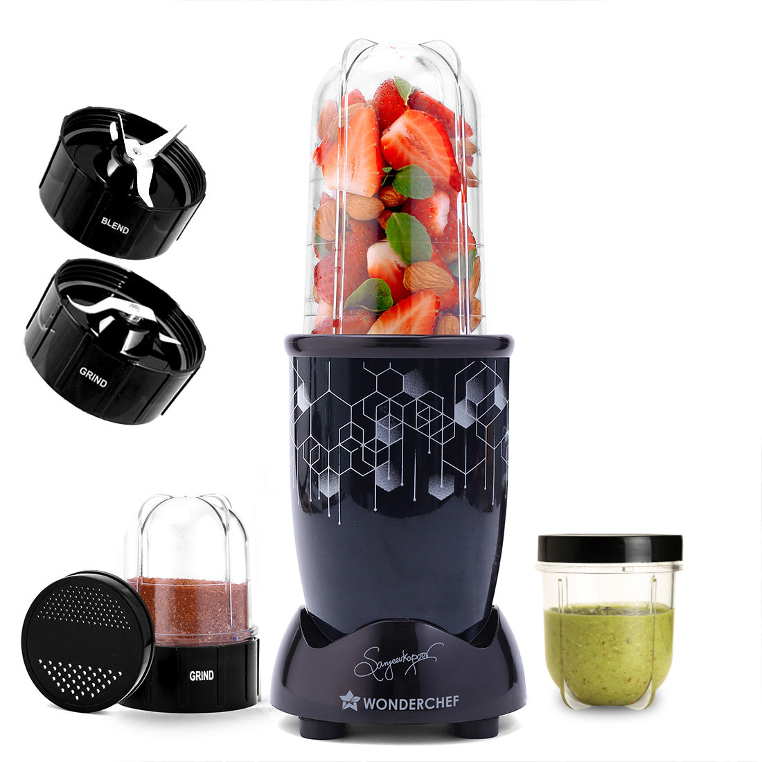 Nutri-blend Photon 400W Mixer Grinder, 22000 RPM Motor, Smoothie Maker, Masala Grinder, Chutney Blender, 3 Unbreakable Jars, Recipe Book by Chef Sanjeev Kapoor, 2 Yr Warranty, Black