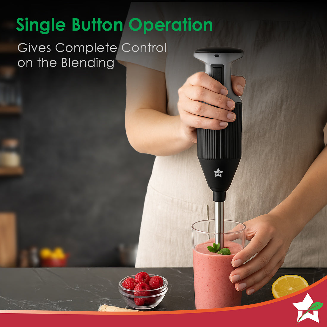 Prima Plus Electric 250W Hand Blender | Portable | Hot & Cold Blending | Food Grade SS Blades | 2 Speed Button | 3 Removable Blades for Blending, Whisking, Chopping | Make Puree, Baby Food, Soup, Smoothie | Wall Mount Holder | 2 Years Warranty | Black