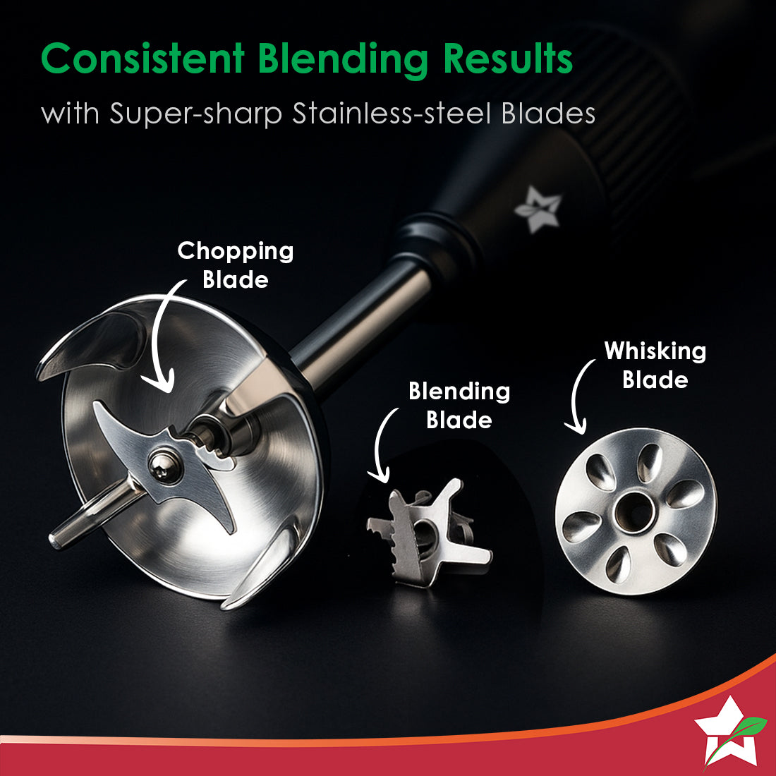 Prima Plus Electric 250W Hand Blender | Portable | Hot & Cold Blending | Food Grade SS Blades | 2 Speed Button | 3 Removable Blades for Blending, Whisking, Chopping | Make Puree, Baby Food, Soup, Smoothie | Wall Mount Holder | 2 Years Warranty | Black