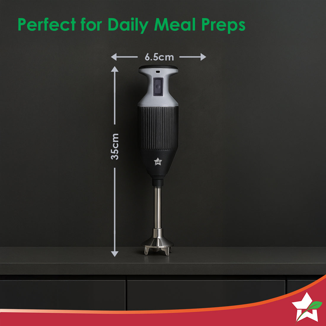 Prima Plus Electric 250W Hand Blender | Portable | Hot & Cold Blending | Food Grade SS Blades | 2 Speed Button | 3 Removable Blades for Blending, Whisking, Chopping | Make Puree, Baby Food, Soup, Smoothie | Wall Mount Holder | 2 Years Warranty | Black