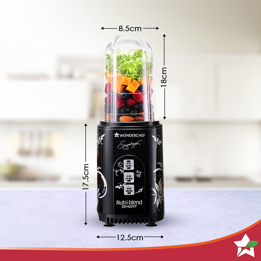 Nutri-blend SMART Automatic Mixer Grinder with Dual Pulse Function|22000 RPM|100% Full Copper Motor|2 Unbreakable Jars| 500 Watt| 2 Years Warranty| Recipe book by Chef Sanjeev Kapoor| Black