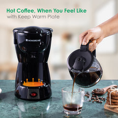 Wonderchef Onyx Brew Coffee Maker | Drip Coffee | 6 Cups Coffee | 750 ml Borosilicate Glass Carafe with Hot Plate | Anti