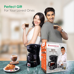 Wonderchef Onyx Brew Coffee Maker | Drip Coffee | 6 Cups Coffee | 750 ml Borosilicate Glass Carafe with Hot Plate | Anti