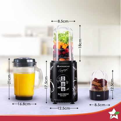 Nutri Blend Smart 3 Jar Automatic Mixer Grinder with Dual Pulse Function|22000 RPM|100% Full Copper Motor|3 Unbreakable Jars|500 W|2 Years Warranty|Recipe book by Chef Sanjeev Kapoor| Black