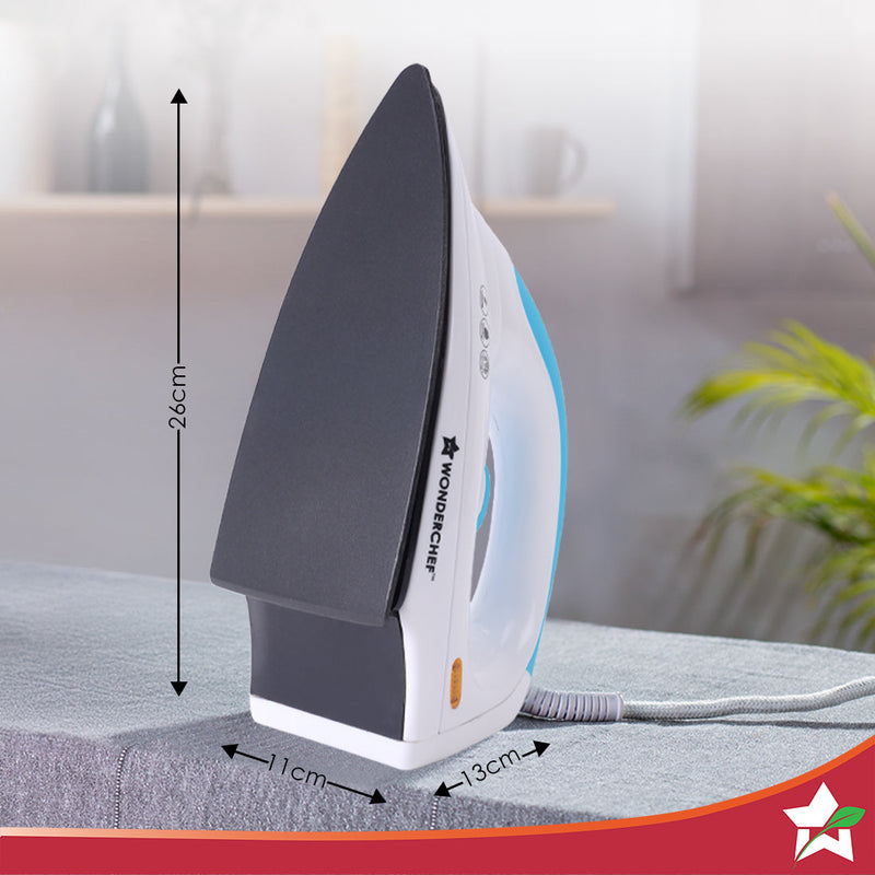 Wonderchef Swift Dry Iron | 1000W | Non-Stick Coated Sole Plate | Button Groove | Precision Tip | Temperature Control Di