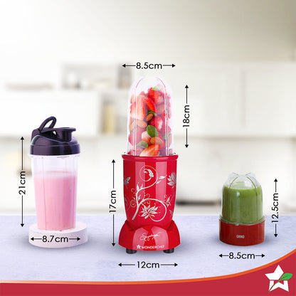 Nutri-blend 500W Mixer Grinder, 22000 RPM Motor, Smoothie Maker, Masala Grinder, Chutney Blender, 3 Unbreakable Jars & Sipper Jar, Recipe Book by Chef Sanjeev Kapoor, 2 Yr Warranty, Red