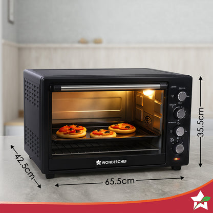 Oven Toaster Griller (OTG) - 60 L | With Rotisserie | Auto-Shut Off | Heat-Resistant Tempered Glass | 6-Stage Heat Selection Bake, Grill, Roast | Easy to Clean | Black | 2 Year Warranty