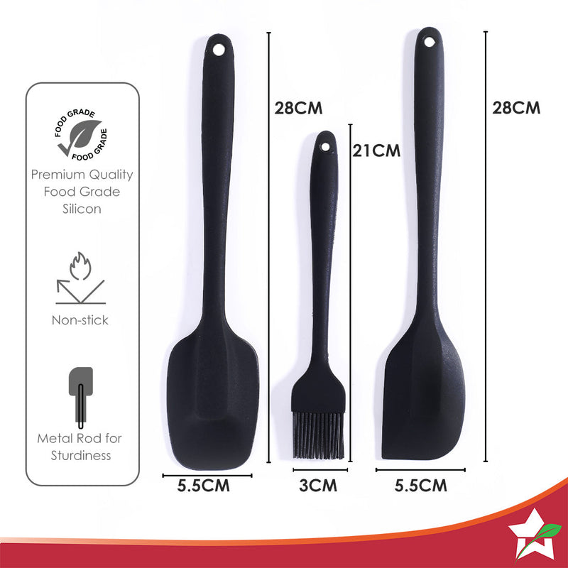 Wonderchef Ambrosia Silicone Kitchen Tools Set of 3 Pcs. | Spatula, Spoon, Brush | Food-Grade Silicone | Use for Flippin