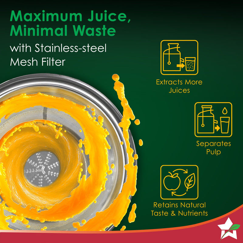 Wonderchef Venezia Centrifugal Juicer for Home | 500W | Fresh Fruit & Vegetable Juice in Seconds | Dual Speed Control | 