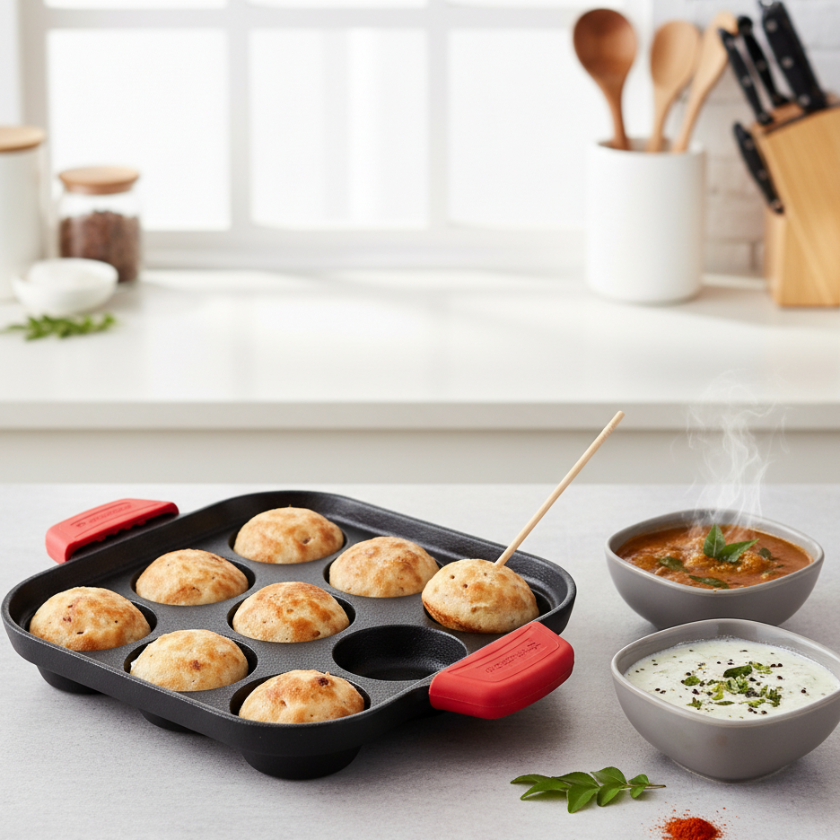 Forza Cast-iron Paniyarakal | Square | Made from Heavy-duty Cast-iron | For Paniyarams, Bondas | Naturally Non-stick | Uniform Heating, Slow Cooking | Chemical-free | Lifetime Warranty