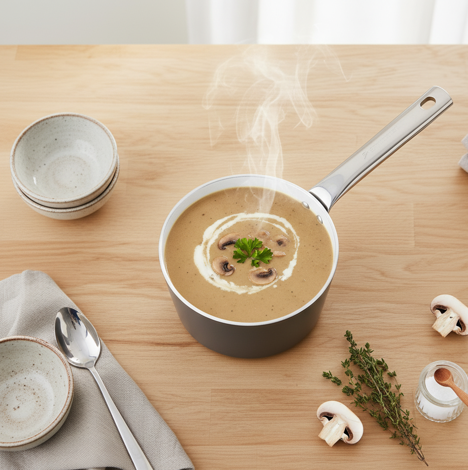 Eco-Glide Saucepan | Chemical-free Ceramic Coating | 16cm, 1.75L | Healthy, Low Oil Meals | Scratch-resistant | Stainless-steel Handle | Gas & Induction Compatible | Grey | Easy to Clean