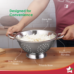 Wonderchef Ambrosia Rice and Vegetable Strainer | 3 L Capacity | Food-grade Stainless-steel | Easy to Clean | 1-Year War
