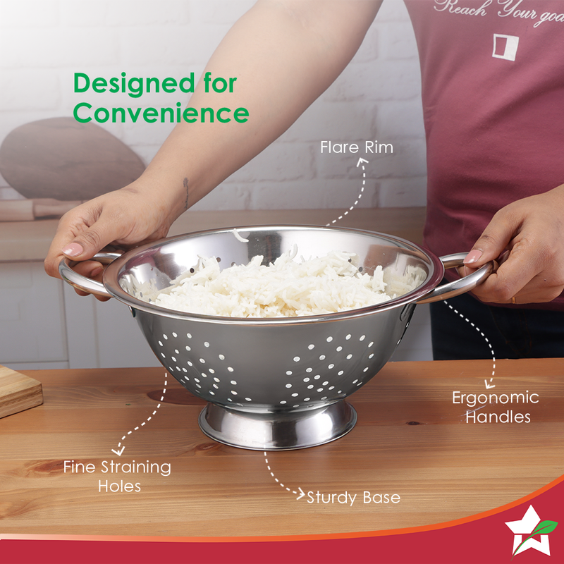 Wonderchef Ambrosia Rice and Vegetable Strainer | 3 L Capacity | Food-grade Stainless-steel | Easy to Clean | 1-Year War