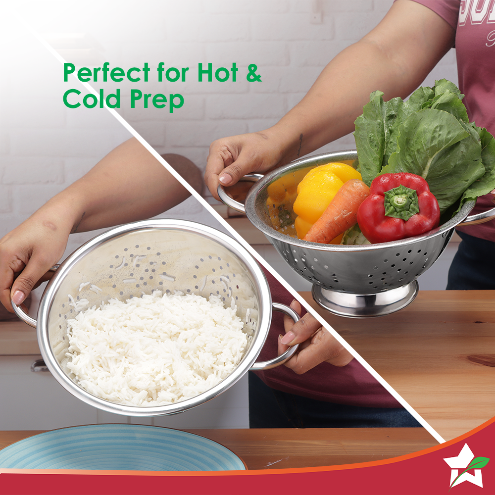 Wonderchef Ambrosia Rice and Vegetable Strainer | 3 L Capacity | Food-grade Stainless-steel | Easy to Clean | 1-Year War