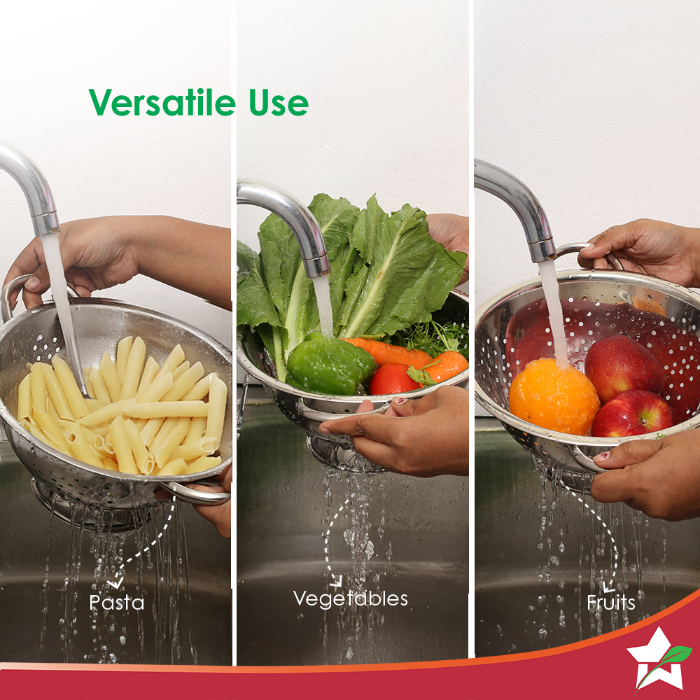 Wonderchef Ambrosia Rice and Vegetable Strainer | 3 L Capacity | Food-grade Stainless-steel | Easy to Clean | 1-Year War