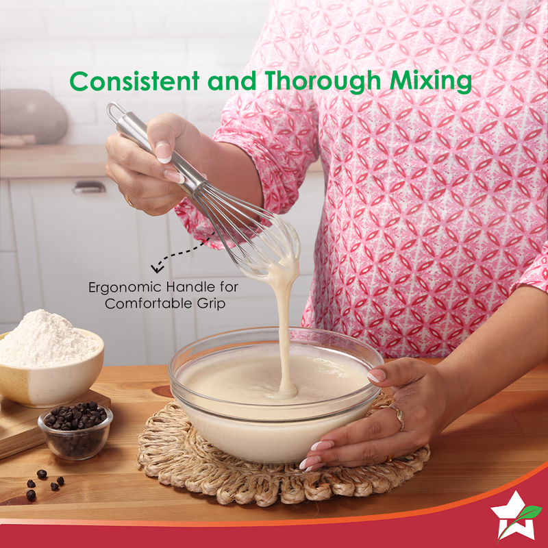 Wonderchef Ambrosia Whisk | Food-grade Stainless-steel | Comfortable Handle | Multi-purpose Kitchen Tool – For Blending,
