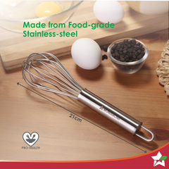 Wonderchef Ambrosia Whisk | Food-grade Stainless-steel | Comfortable Handle | Multi-purpose Kitchen Tool – For Blending,