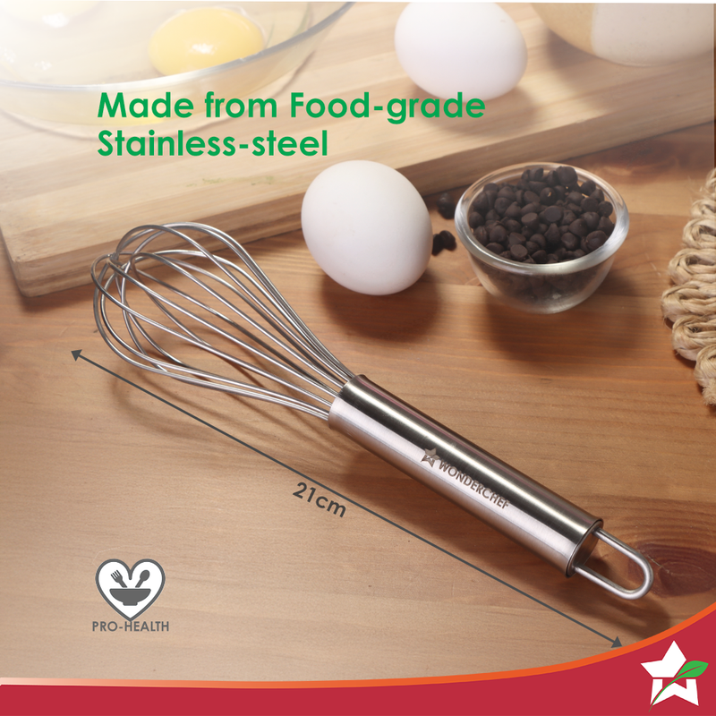Wonderchef Ambrosia Whisk | Food-grade Stainless-steel | Comfortable Handle | Multi-purpose Kitchen Tool – For Blending,