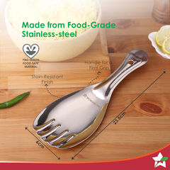 Wonderchef Ambrosia Rice Serving Spoon/Spatula | Food-grade Stainless-steel | Comfortable Grip | Wide and Deep Spill-fre