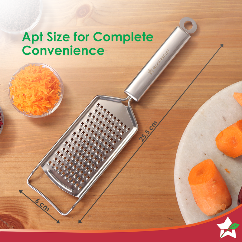 Wonderchef Ambrosia Cheese Grater & Vegetable Shredder | Food-grade Stainless-steel | Comfortable Handle | Multi-purpose