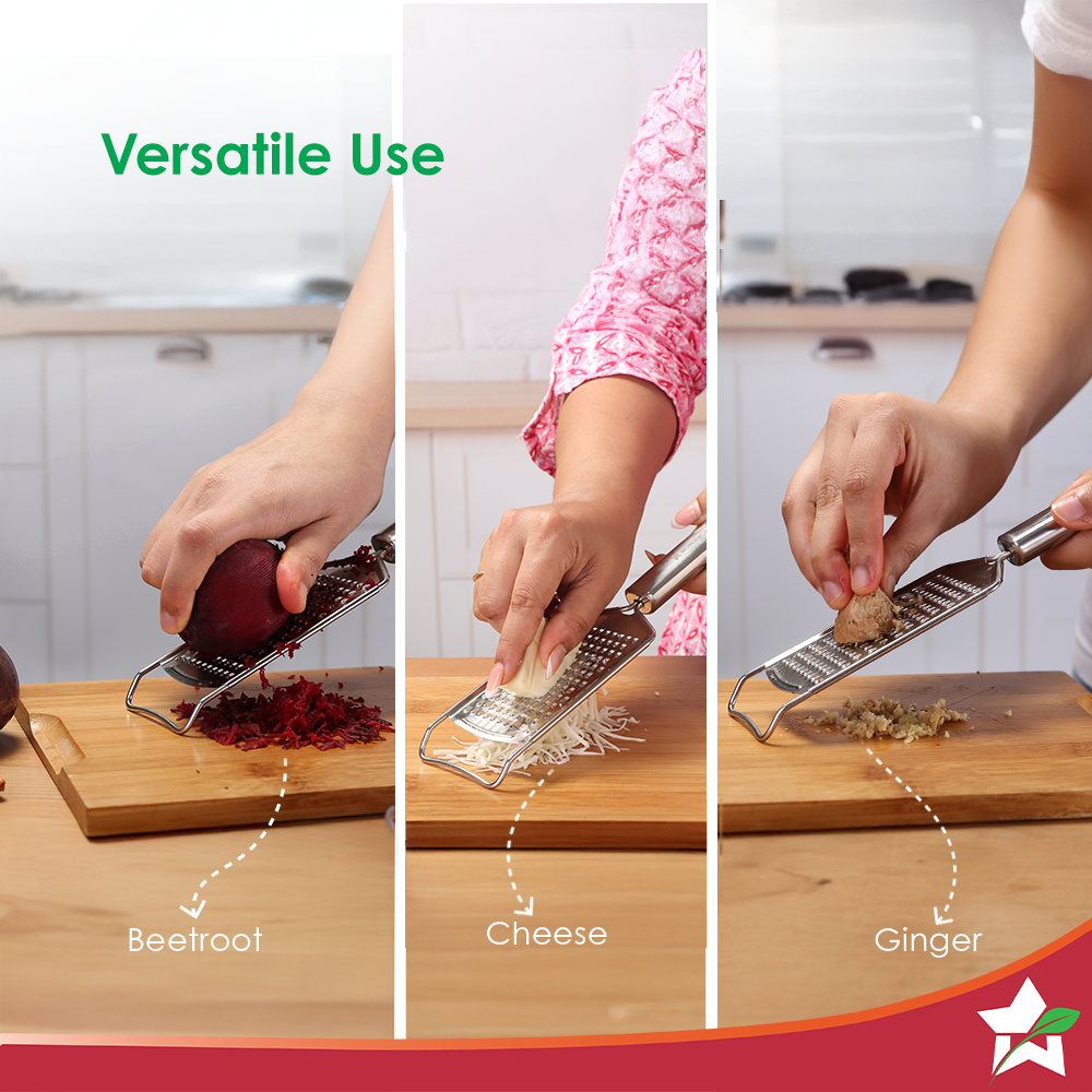 Wonderchef Ambrosia Cheese Grater & Vegetable Shredder | Food-grade Stainless-steel | Comfortable Handle | Multi-purpose
