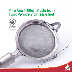 Wonderchef Ambrosia Tea Strainer |Food-grade Stainless-steel | Fine Mesh Filters for Smooth Brews | Comfortable Handle |