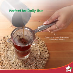 Wonderchef Ambrosia Tea Strainer |Food-grade Stainless-steel | Fine Mesh Filters for Smooth Brews | Comfortable Handle |