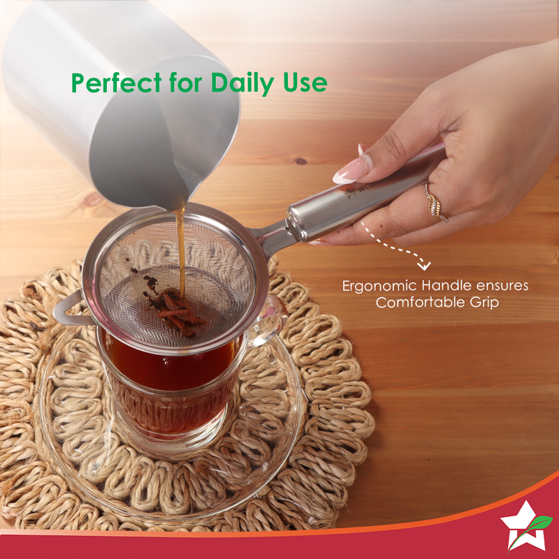 Wonderchef Ambrosia Tea Strainer |Food-grade Stainless-steel | Fine Mesh Filters for Smooth Brews | Comfortable Handle |