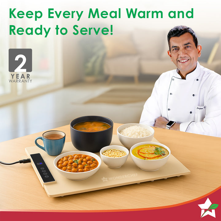 WonderMat Food Warming Mat, Food-Grade Silicone, for Warming Cast-iron/Stainless-steel/Ceramic/Glass/Enamelware, Warms Soup Bowls, Lunch Boxes, Baby Food, Beverages, Rollable, 2-Yr Warranty