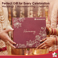 Wonderchef Harmony Premium Stainless-Steel Dinner & Pooja Gift Set | Plates, Bowls, Glasses, Spoons, Pooja Thali, Diya &