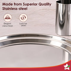 Wonderchef Harmony Premium Stainless-Steel Dinner & Pooja Gift Set | Plates, Bowls, Glasses, Spoons, Pooja Thali, Diya &