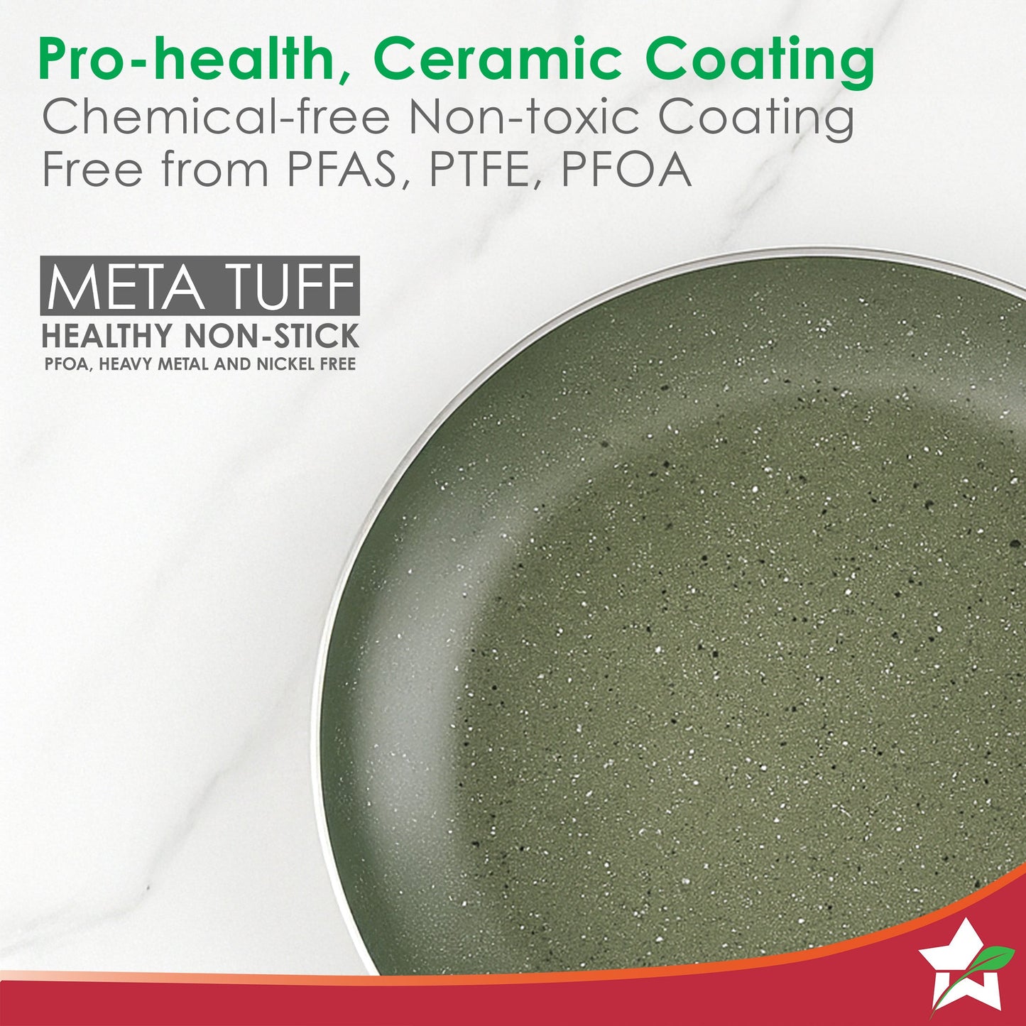 Valencia Non-Stick Cookware 4 Pc. Set | Kadhai with Lid 24 cm, Fry Pan 24 cm, Dosa Tawa 28 cm | Pure Grade Aluminium | PFOA Free | 2-Yr Warranty | Olive Green