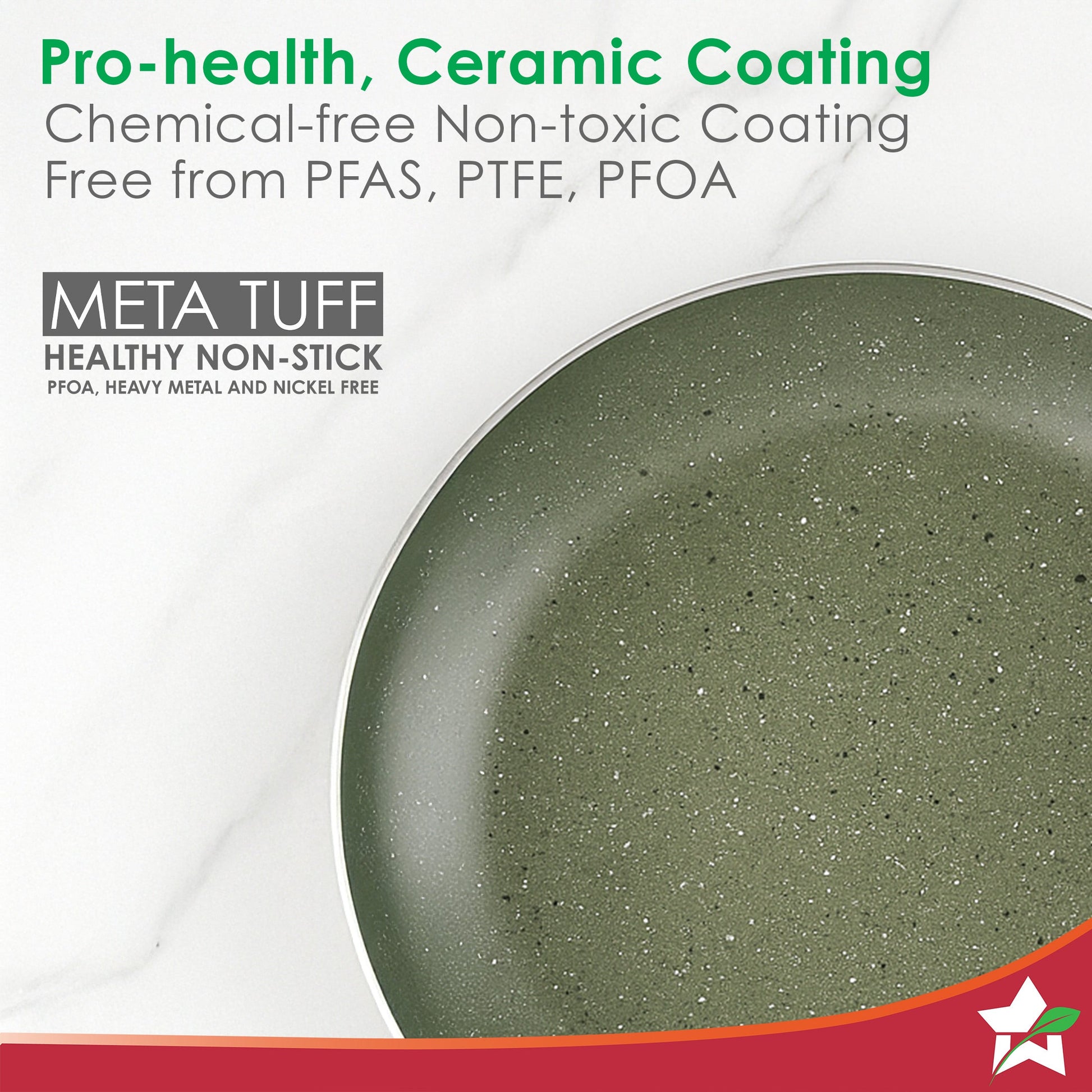 Valencia Non-Stick Cookware 4 Pc. Set | Kadhai with Lid 24 cm, Fry Pan 24 cm, Dosa Tawa 28 cm | Pure Grade Aluminium | PFOA Free | 2-Yr Warranty | Olive Green