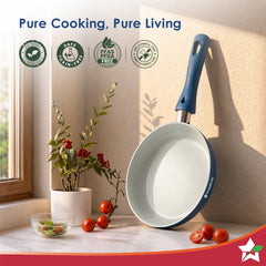 Wonderchef Natura Ceramic Fry Pan for Cooking, 24cm, 1.8L, Non-toxic Chemical-free Coating, PFOA/PFAS-Free, For Kitchen,