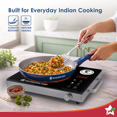 Wonderchef Natura Ceramic Fry Pan for Cooking, 24cm, 1.8L, Non-toxic Chemical-free Coating, PFOA/PFAS-Free, For Kitchen,
