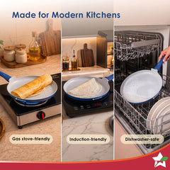 Wonderchef Natura Ceramic Fry Pan for Cooking, 24cm, 1.8L, Non-toxic Chemical-free Coating, PFOA/PFAS-Free, For Kitchen,