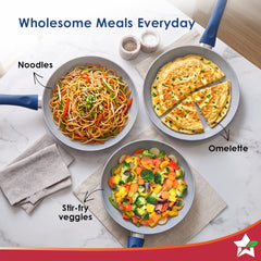 Wonderchef Natura Ceramic Fry Pan for Cooking, 24cm, 1.8L, Non-toxic Chemical-free Coating, PFOA/PFAS-Free, For Kitchen,