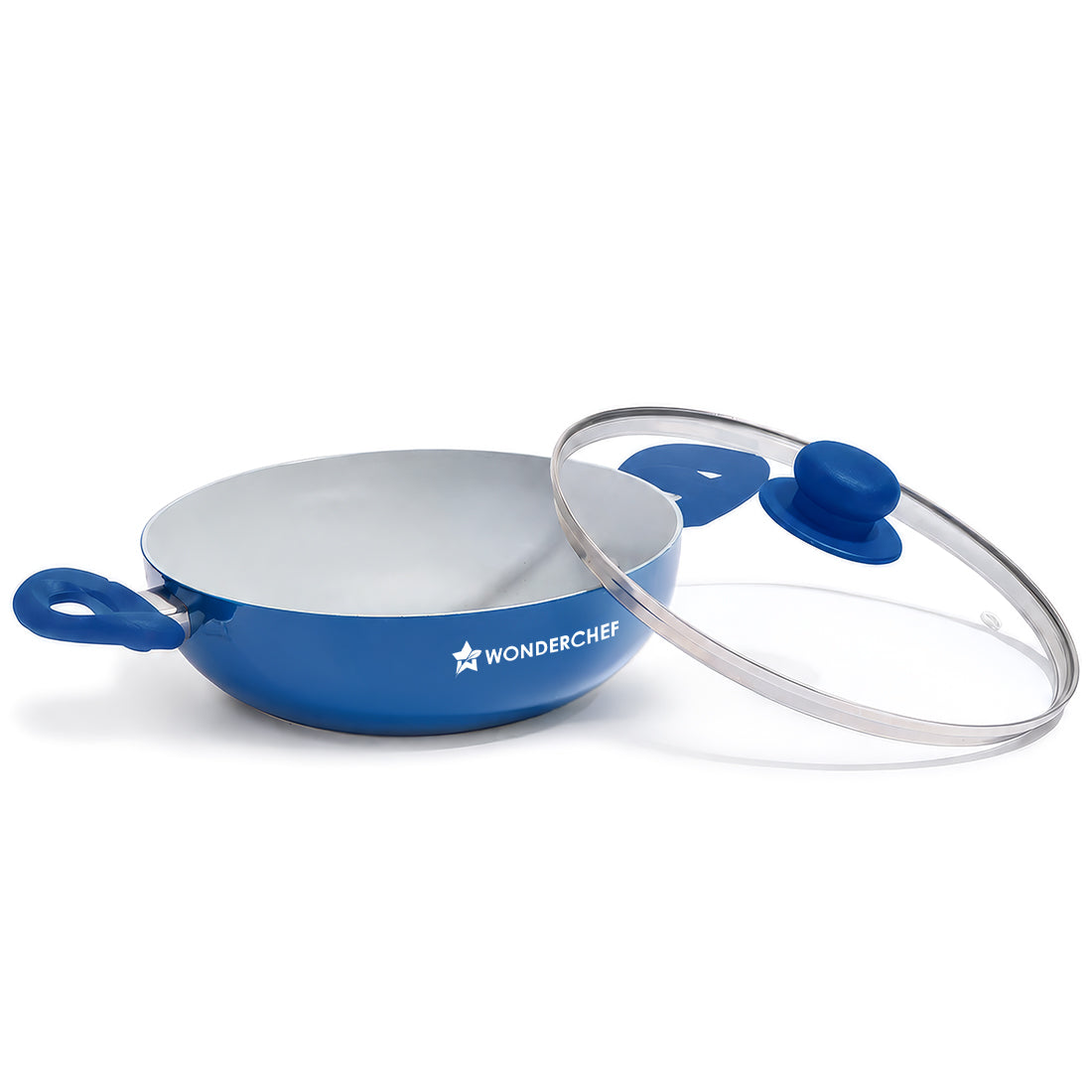 Wonderchef Natura Ceramic Kadhai & Glass Lid for Cooking, 24cm, 2.5L, Non-toxic Chemical-free Coating, PFOA/PFAS-Free, F