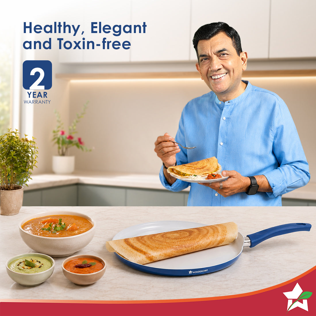 Wonderchef Natura Ceramic Dosa Tawa for Cooking, 28cm, Non-toxic Chemical-free Coating, PFOA/PFAS-Free, For Kitchen, Scr