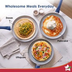 Wonderchef Natura Ceramic Dosa Tawa for Cooking, 28cm, Non-toxic Chemical-free Coating, PFOA/PFAS-Free, For Kitchen, Scr