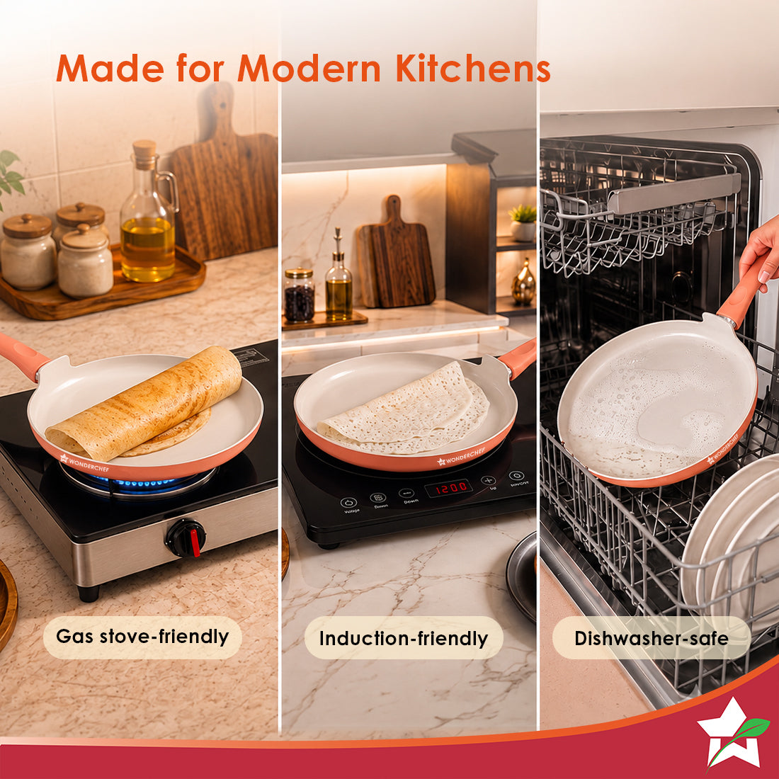 Wonderchef Natura Ceramic Dosa Tawa for Cooking, 28cm, Non-toxic Chemical-free Coating, PFOA/PFAS-Free, For Kitchen, Scr