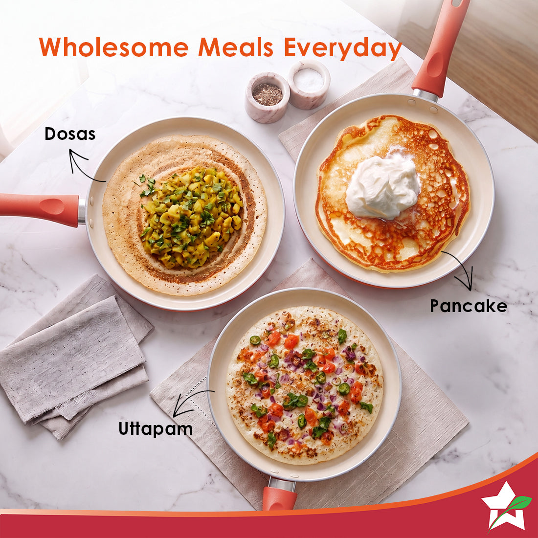 Wonderchef Natura Ceramic Dosa Tawa for Cooking, 28cm, Non-toxic Chemical-free Coating, PFOA/PFAS-Free, For Kitchen, Scr