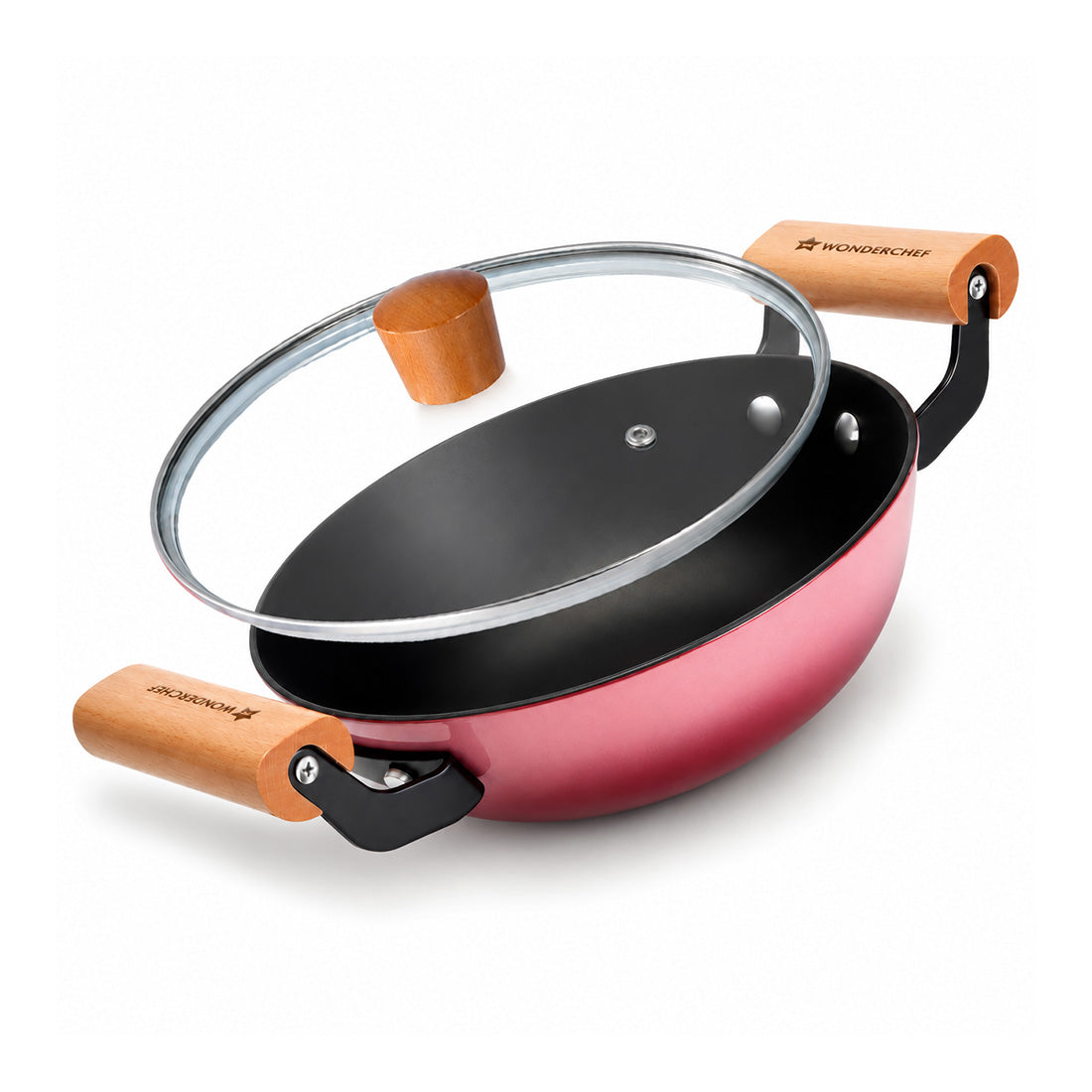 Wonderchef Ferro Enamel Light-weight Cast-iron Kadhai with Lid, 20cm, No Seasoning Required, TitaniumShield Non-toxic Ch