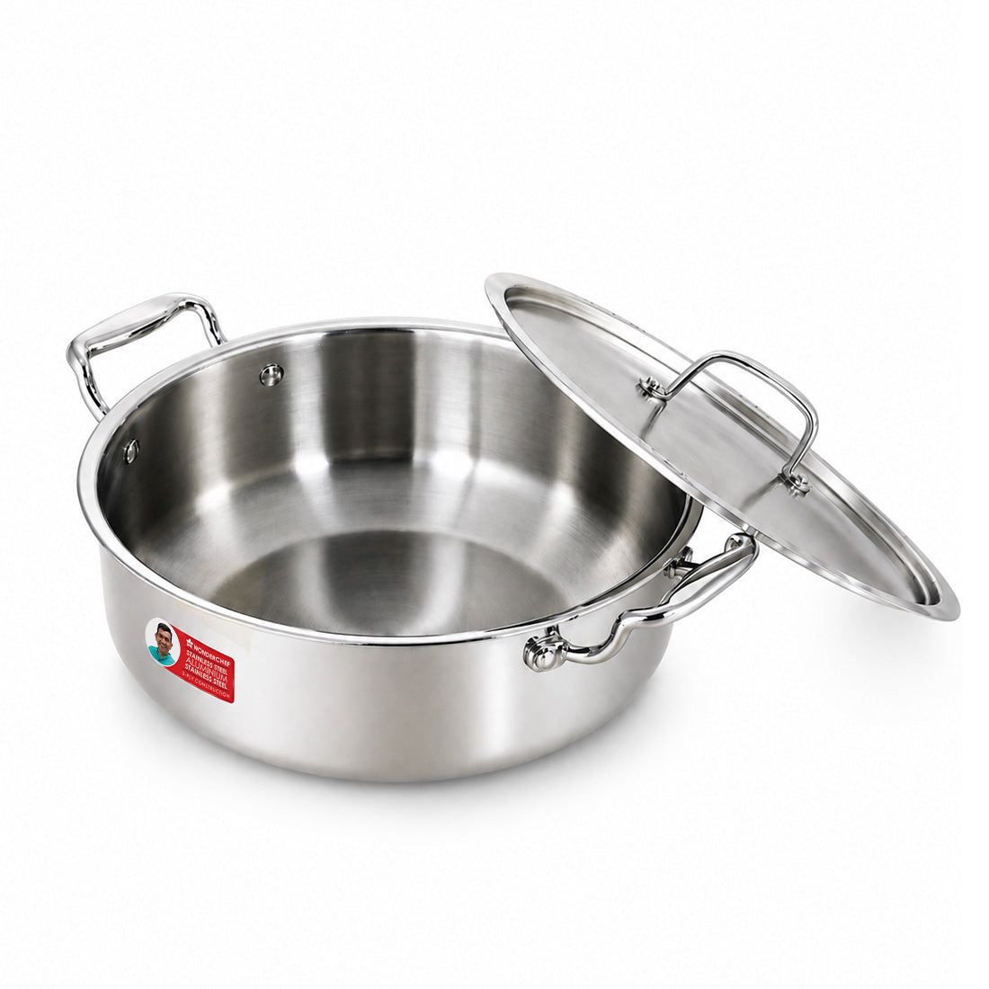 Wonderchef Premium Triply Stainless-steel Biryani Handi with Lid for Kitchen, 32cm 8.4L, Casserole for Slow Cooking, Dum