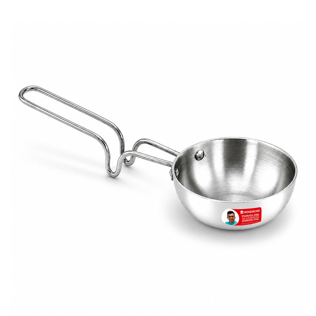 Wonderchef Premium Triply Stainless-steel Tadka Pan for Kitchen, 12cm, Spice Tempering/Seasoning for Dals, Gravies, Chut