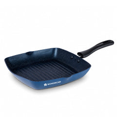 Wonderchef Blueberry Non-Stick Grill Pan, 24 cm, Non-toxic, Chemical & PFOA Free, Pure-grade Aluminium, Cook with Less O