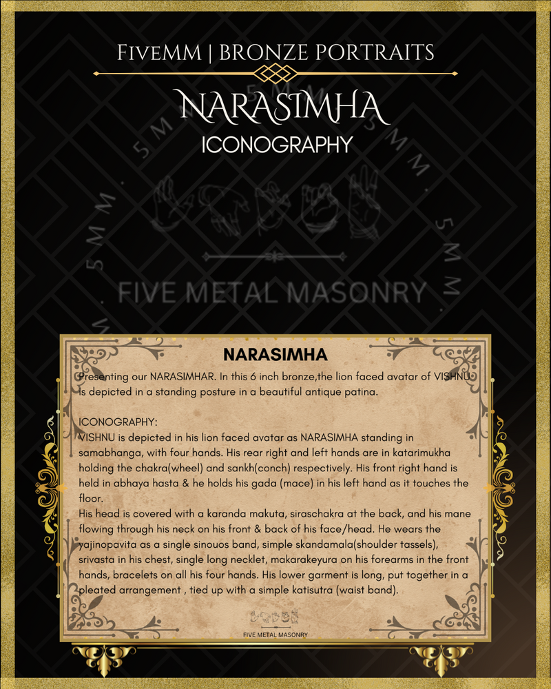 Narasimha Panchaloha Bronze Icon - 6" Standing