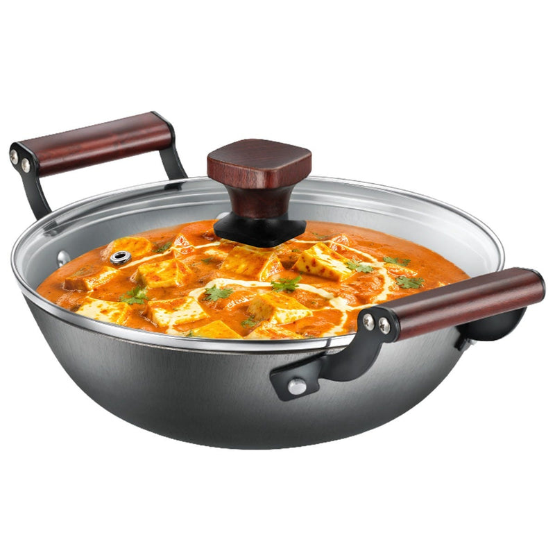 Prestige Castlite Nitride Cast Iron Fry Pan 20cm/0.9L, Rust-Proof, Chemical-Free + Prestige Castlite Lightweight Cast Iron Kadai 24cm/2.4L with Glass Lid, Enamel Coated, Gas & Induction, 15Y Warranty